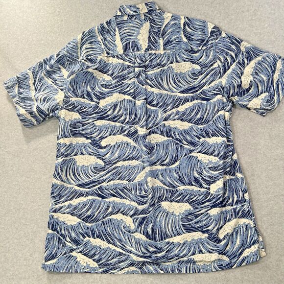 Cooke Street Hawaiian Shirt Mens XL Blue Wave Print Button Up Short Sleeve 2024 - Picture 8 of 16